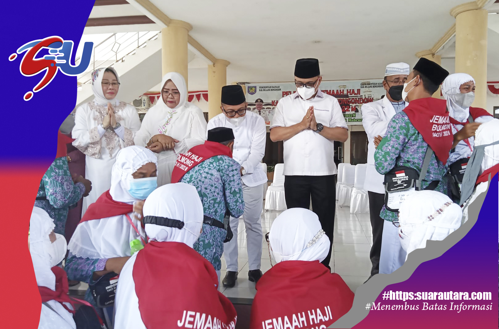 Pj.Bupati Bolmong Ir.Limi Mokodompit,MM saat melepas puluhan Calon Jemaah haji Bolmong di Halaman depan kantor Bupati Bolmong, Minggi (26/6/2022) Foto : IST