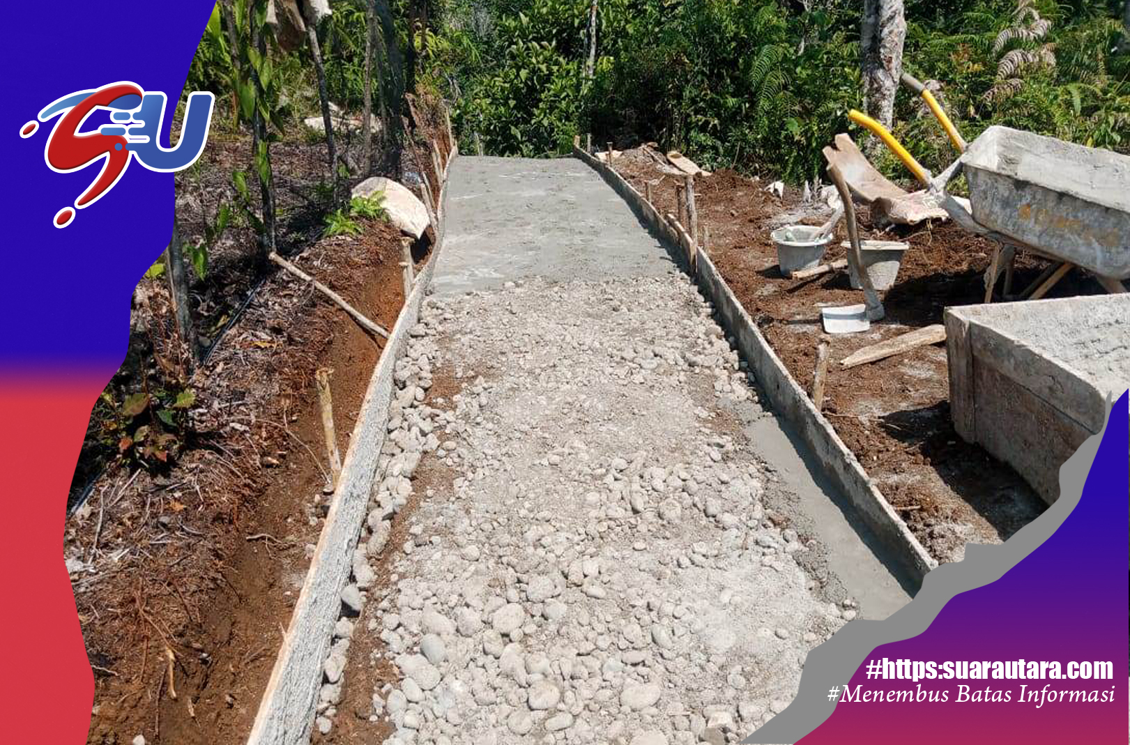 Pekerjaan Jalan Setapak di desa Penyandingan SDL kab muara Enim yang diduga asal jadi,(Foto ; Zulhadiaripin)