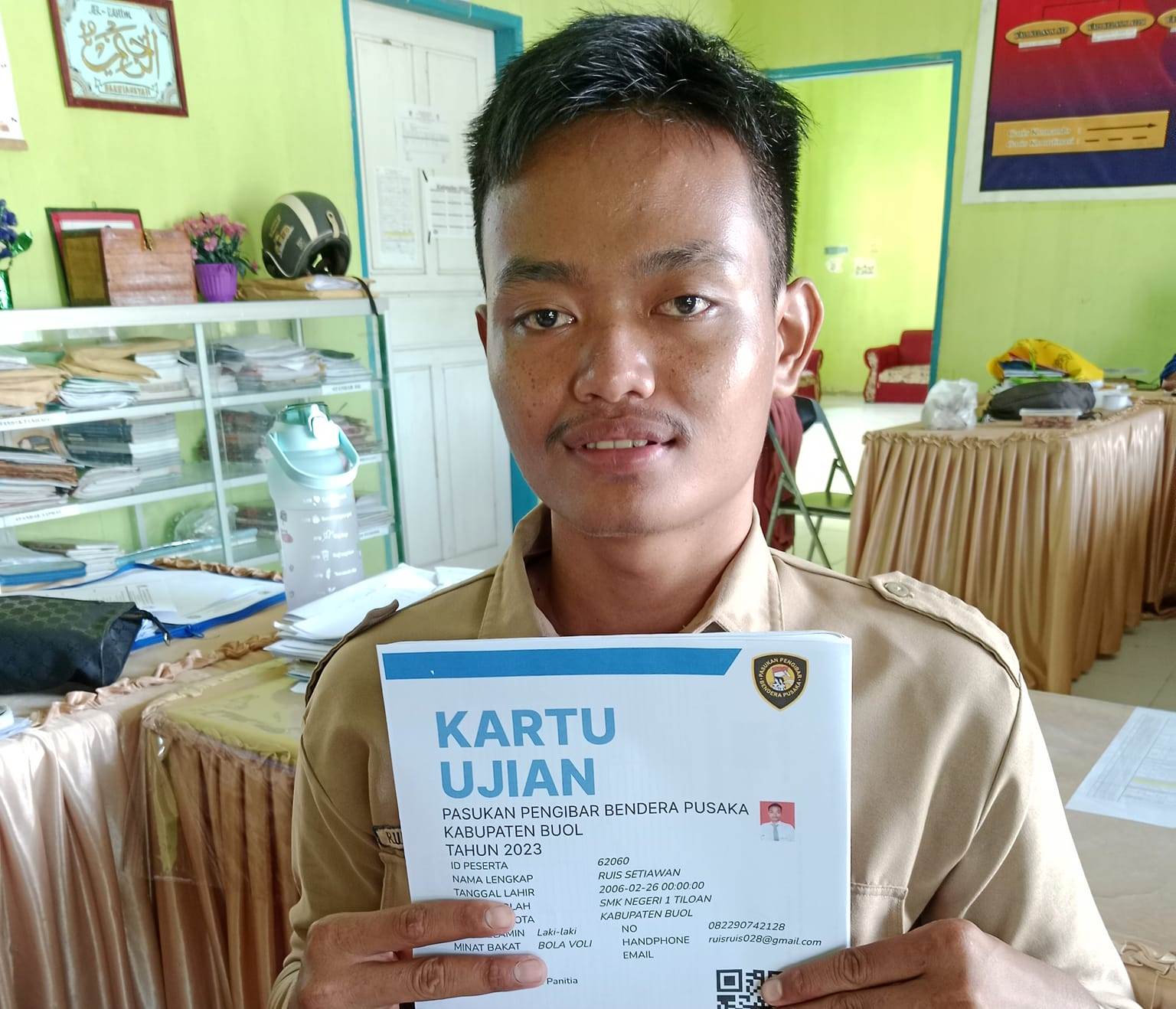 Ruis Setiawan siswa SMKN 1 Tiloan merupakan Capas utusan Kabupaten Buol mengikuti seleksi ke Tingkat Provinsi untuk Paskibraka Nasioal. Foto : IST