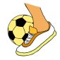foot kicks a soccer ball black and white vector illustration