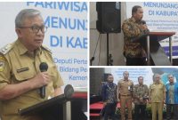 Foto Wabup Beritan sambutan di depan peserta Bimtek