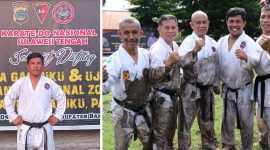 Foto HariadiBaola bersama para atlit yang ikuti ujian kenaikan tingkat