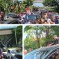 Foto Tampak Bupati banggai terpilih mengalami warga yang menunggu sepanjang jalan dari Bandara ke kota