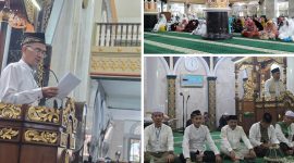 Foto Saat Amin Jumain Berikan Sambutan Bupati Banggai, kabag kesra, Kepala Kementrian Agama, dan para Toko masyarakat