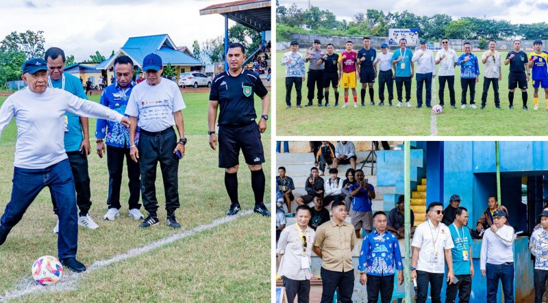 Foto Saat Wabup lakukan tendangan bola pertama di mulanya pertandingan 