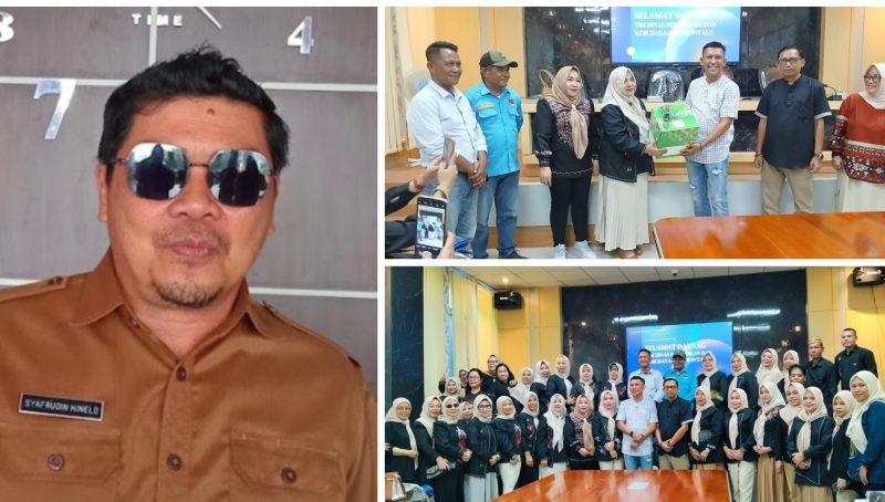 Foto kadisdikbud Safrudin Hinelo Diwakili kabid Paud dan Pnf terima tamu dari Dinas Pendidikan gorontalo