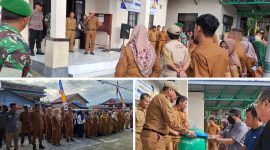 Foto Camat Luwuk Ridwan Polopa dan penyerahan Tempat sampah di Kelurahan Luwuk 