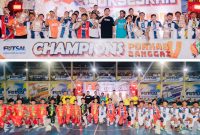 Foto Bersama denganpara tim futsal yang meraih medali 