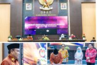 Foto Sekda saat berikan sambutan dan dilangsungkan tanda tangan di saksikan Wakil Satu dan Dua