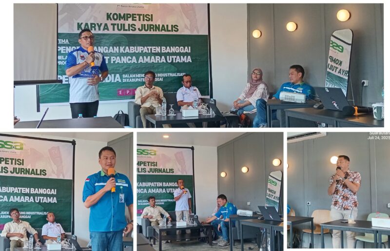 Foto Fahmi Arifudin, Kasubag Irwanto P. Djaba bersama stafnya, Ketua Persatuan Wartawan Indonesia (PWI) Banggai Iskandar Djiada, S.Sos., serta tim juri Haris Ladici dan akademisi dari (Unismuh) 