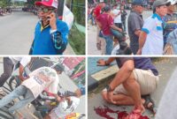 Foto Ketua Panitia BCP 3 Boni Badalu dan Ketua Spit Otomotif Club (SOC) H.Miming Pawata dan warga yang jadi Korban dan motor pembalap