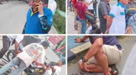Foto Ketua Panitia BCP 3 Boni Badalu dan Ketua Spit Otomotif Club (SOC) H.Miming Pawata dan warga yang jadi Korban dan motor pembalap