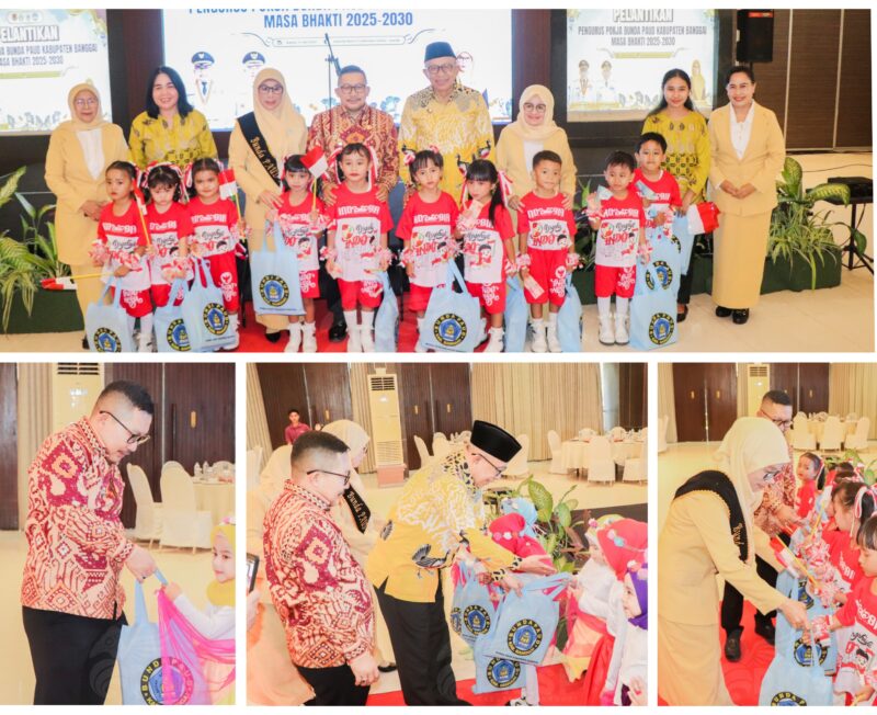 Foto Bupati Ir.H.Amirudin dan Wabup Drs H.Furqanuddin serta Ketua Pokja Bunda PAUD Syamsuarni Amirudin