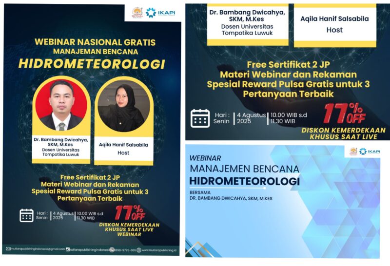 Dr. Bambang Dwicahya, SKM, M.Kes., dipercaya menjadi narasumber pada webinar nasional yang digelar oleh CV. Mutiara Publishing Indonesia