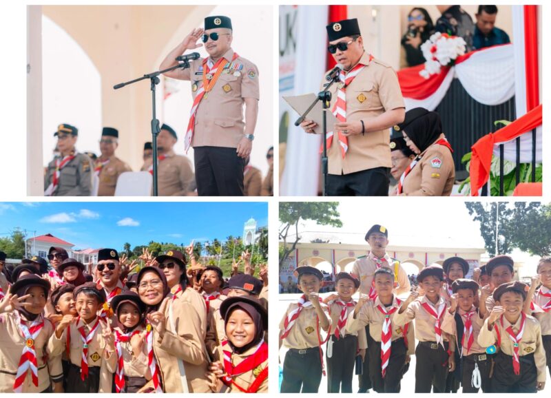 Foto, Bupati Banggai, Amirudin, MM, dalam amanatnya pada upacara peringatan Hari Pramuka ke-64,Ketua Kwartir Cabang (Kwarcab) Gerakan Pramuka Banggai, Syafrudin Hinelo, melaporkan berbagai capaian