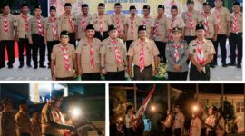 Foto,Mujiono, S.H., M.H., mewakili Bupati Banggai, bertindak membacakan naskah Ulang Janji,dan Ketua Kwarcab Banggai Syarifuddin Hinelo, S.STP., M.Si