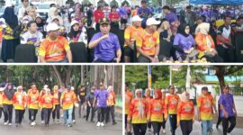 Foto Menteri PPPA, Arifah Fauzia Bersma Wabup Drs H.Furqanuddin, Ketua TP- PKK Syamsuarni Amirudin, Kadishub Farid  H.Karim, KadisDKISP, Lesmana.P Kulap, Kadis Kesehatan Nurmasita, Kasar POL-PP, damping Lari di BRC 2025