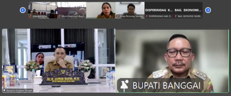 Foto : Gubernur Sulteng Anwar Hafid  Pimpin Rapat Lewat Zoom Dihadiri Bupati Banggai Ir H.Amirudin.MM Bahas Pendistribusian LPG se-Sulteng