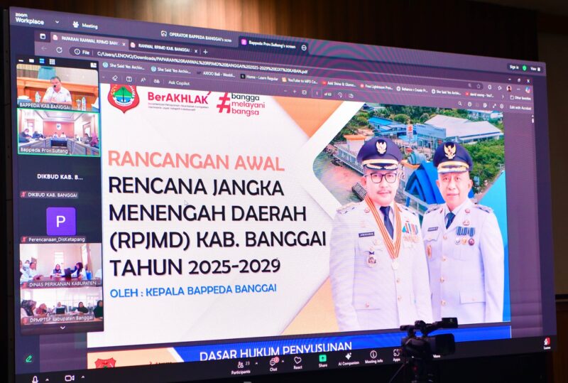 Foto Sekda Banggai Moh.Ramli Tongko ikuti Zoom bersama Bapeda Sulteng RPJMD Banggai 2025/2029,