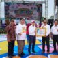 Foto Bersama Sekda Moh Ramli Tongko dan Kadis p2kbp3a banggai dan perwakilan manajemen JOB Tomori yakni Field Senior Manager Adrian Agung, bersama Relation Section Head Andi Basuki, serta Security Superintendent Ahmad Solikun.