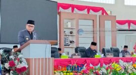 Bupati Buol Risharyudi Triwibowo saat menyampaikan Ranperda RPJMD dalam paripurna DPRD Buol, Selasa (3/9/2025, Foto : Diskominfo)
