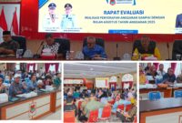 Foto Wabup Banggai Drs.H Furqanuddin.MM saat Buka Rapat Evaluasi anggaran 2025 di damping Sekda Moh.Ramli Tongko, Asisten II Mujiono lasitata.SH.M.H, Kabag Bipram Mulsandi.ST.