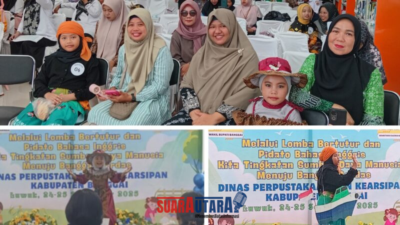 Foto Kepala MIN 1 Banggai, Hasniar J, S.Pd.I, bersama Kedua Ibunya dan Pembimbingnya Anita Mandasari.