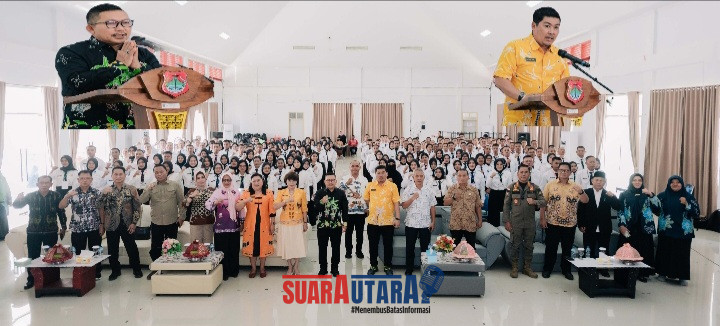 Foto Bupati Banggai Ir H.Amirudin.MM didampingi Plt Kaban BKD Safrudin Hinelo.S.STP.M.Si Membuka Pelatihan Dasar (LATSAR) CPNS Golongan III dan II Angkatan XXIII, XXIV, XXV, XXVI & VIII Tahun 2025