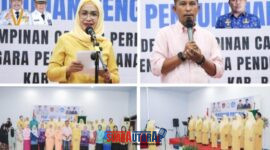 Foto Kadisdikbud banggai Safrudin Hinelo.S.STP.M.Si Buka Pengukuhan yang di Wakili Kabid PAUD dan PNF Syamsul Bahri Lanta.S.STP Damping Wakili Ketua PP PAUD, Diana Ramli Tongko lakukan pengukuhan Pengurus 