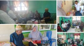 foto Istimewa : H.Daniel Reppy bersama Anaknya Ronal, Kades Minang andala,Iksan Latugo, Pihak perusahaan, dan mantan Kades Minang Andala,BPD.