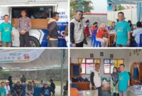 foto istimewa Camat Luwuk Selatan Muh.Taufan Pawata, Saat Cek pelaksanaan pasar murah dan Sim, Cek kesehatan di dampingi Lurah Jole Sudarmin Laganja.dan Seklur Irandi Oneng.