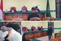 foto istimewa : Saat Hakim Ketua Suhendra Saputra.S.H,.M.H Memimpin sidang di bantu Dua Wakil Hakim Anggota dan Tersangka bersama Pengacara serta jaksa penuntut umum