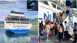 foto istimewa : Saat petugas Pelni cabang luwuk layani keberangkatan penumpang bersama KM Tilongkabila dijadwalkan pelabuhan 