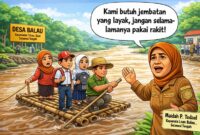 Warga Desa Balau Buol Minta Pemerintah Bangun Jembatan Penyeberangan Foto : Karikatur/Ilustrasi SU