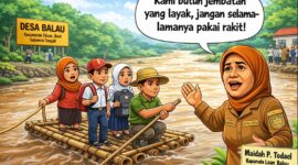 Warga Desa Balau Buol Minta Pemerintah Bangun Jembatan Penyeberangan Foto : Karikatur/Ilustrasi SU