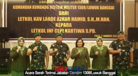 foto istimewa : Humas Kodim 1308/LB BersamaKomandan Korem 132/Tadulako, Brigjen TNI Deni Gunawan, S.E, Upacara Serah Terima Jabatan (Sertijab) Komandan Kodim 1308/Luwuk Banggai. 