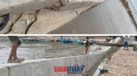 foto istimewa : Beginilah lah kondisi Talut yang dibangun bangun dengan anggaran 3.3 miliar dan sangat membahayakan anak anak saat mandi laut