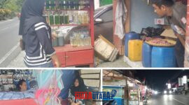 foto istimewa : Lurah Bungin Timur Nulina saat berikan penjelasan terkait dagangannya sudah mendekati bahu Jalan di beberapa pedagang yang ada di wilayahnya.