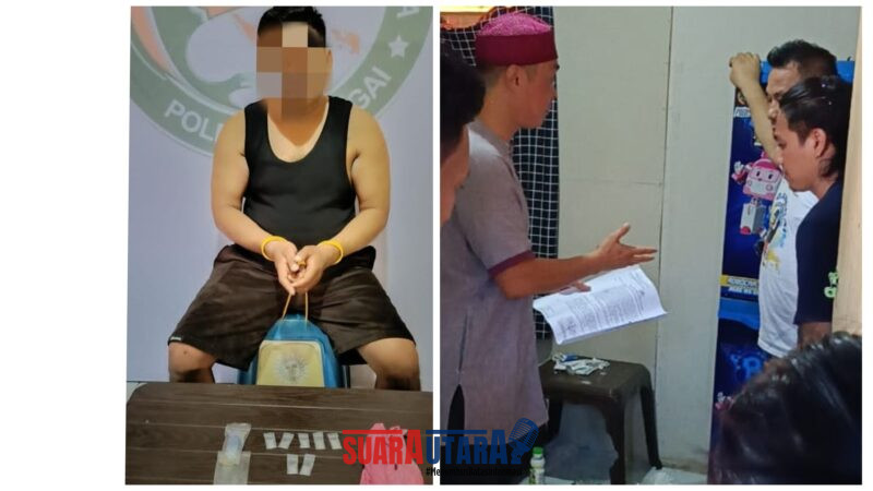 foto istimewa : Tersangka DM saat di interogasi kepemilikan Narkoba Jenis Sabu 