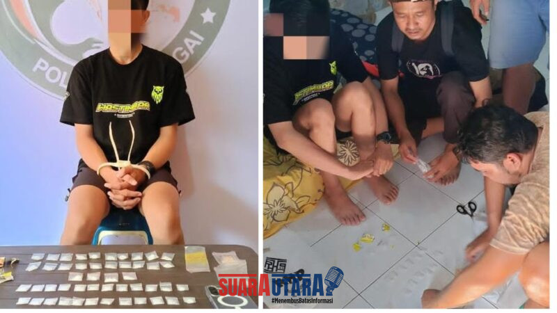 foto istimewa : Humas Polres banggai Tersangka Saat bersama Barbuk Narkoba jenis Sabu bersama Tim Satnarkoba Polres banggai