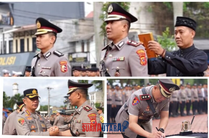 foto istimewa Humas Polresta Bandung : Saat Kapolresta Bandung Kombes Pol Aldi Subartono  lakukan Sertaijab Wakapolresta AKBP Putu Hendra Binangkari 