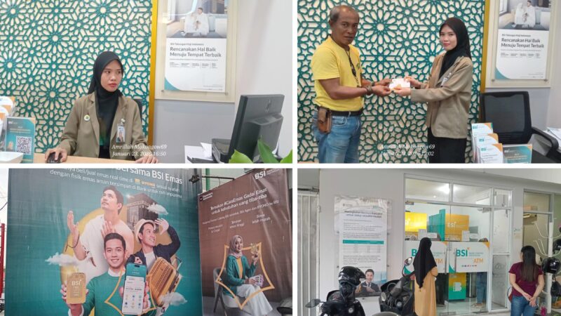 foto istimewa : Petugas CS di bank BSI Luwuk lakukan penyerahan buku  dan ATM Tabungan emas 