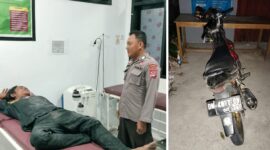 foto istimewa : Anggota polsek kintom saat antar Korban ke Puskesmas nambo