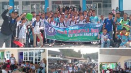 foto istimewa : Tim SSB Buana Nambo saat berangkat dari luwuk dan Setiba nya di Pelabuhan Gorontalo