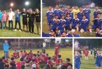 foto istimewa : Saat kedua Tim Lakukan jabatangan usai pertandingan ssb Buana nambo menang 6-1 dan Para pelatih kedua tim