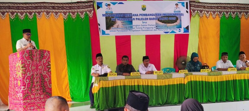 Bupati Buol, Risharyudi Triwibowo saat memberikan sambutan pada kegiatan Musrembang Kecamatan Palbar, Rabu (25/2/2026).Foto : Diskominfo