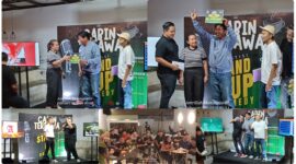 foto istimewa : Owner Cafe Coffe Cabin Steven Bersama Istri Serahkan hadia pada anjelo sebagai juara 1 dan para pemenang lainnya 