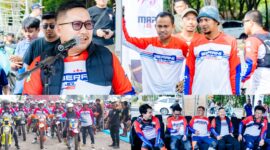 foto istimewa : Bupati banggai Ir H.Amirudin.S.P.M.P,.M.M Lepas Balap Motor Trail adventure 