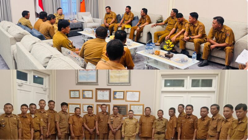 foto istimewa : Bupati Banggai ir H.Amirudin.SP.MP.MM, saat terima Camat dan 17 Kades se-Kecamatan Toili Barat dan beritan pesan penting dalam pertemuan ini