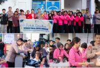 foto istimewa Kapolres banggai AKBP Wayan bersama Ketua Bhayangkari Pimpin langsung pembagian Takjil di bulan penuh berkah.